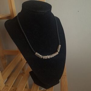 Black Braided Necklace with Silver Clasp